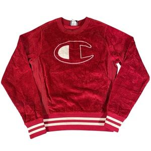 Champion Men's Red Crewneck Sweater Vintage
